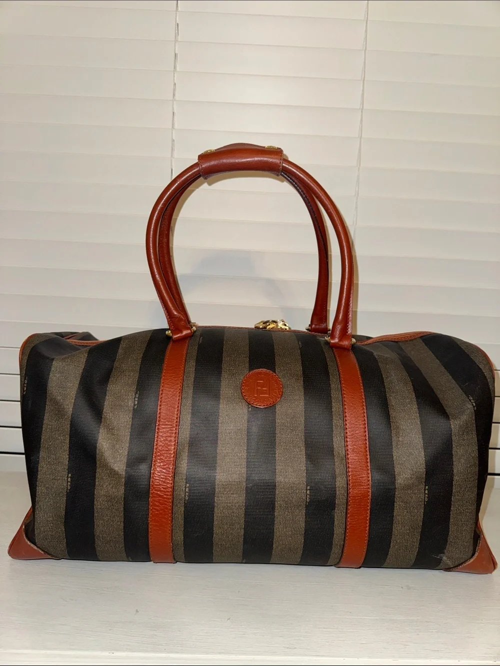 Fendi Vintage Pequin Striped Boston Bag Overnight Duffel - Picture 2 of 14